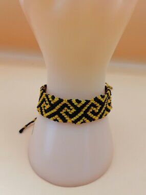 Macrame Bracelet Handmade Design Geometric Bracelet Black Yellow